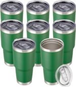 Cool Yoleb 30 oz Tumbler with Lid Stainless Steel Tumblers Bulk Vacuum Insulated Cup Reusable Powder Coated Travel Mug Double Wall Leak Proof Cups Keep Cold Drinks for 12 Hours Dark Green, Set of 8 - Image 2