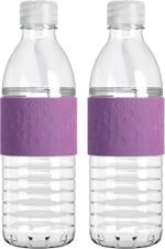 Copco 16 oz Hydra Reusable Water Bottles, Set of 2 – Clear Tritan with Non-Slip Sleeve & Spill-Resistant Lid for School, Gym & Travel, Lightweight Plastic Drinkware for Daily Hydration (Purple) - Image 2