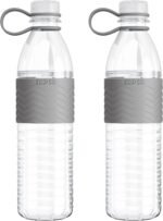 Copco 20 oz Hydra Tritan Water Bottle, Set of 2 – Spill-Resistant Lid & Non-Slip Sleeve, BPA-Free, Dishwasher Safe, Fits Cup Holders, Durable & Lightweight for Gym, Travel & Office (Grey) - Image 2