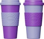 Copco Acadia 16oz Travel Mug with Lid, Set of 2 Double Wall Insulated Tumbler, Non-Slip Sleeve and BPA-Free - Microwave & Dishwasher Safe, Reusable Plastic To Go Travel Coffee Mug (Purple) - Image 2