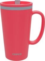 Copco Cone 16oz Insulated Travel Mug with Handle, Double Wall, Slide-Closure Lid, BPA-Free, Microwave & Dishwasher Safe, Reusable Plastic Travel Coffee Tumbler - Portable Coffee Cup (Coral Red) - Image 2