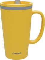 Copco Cone 16oz Insulated Travel Mug with Handle, Double Wall, Slide-Closure Lid, BPA-Free, Microwave & Dishwasher Safe, Reusable Plastic Travel Coffee Tumbler - Portable Coffee Cup (Mustard) - Image 2