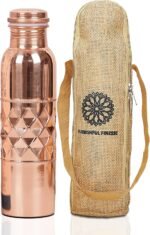 Copper Water Bottle 34Oz Ayurvedic Pure Copper Water Bottle for Drinking Leak-Proof Cu Vessel with Carry Bag BPA Free & Eco Friendly with Premium Quality for Sport & Travel - Pack of 1, 1000ml/1L - Image 2