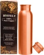 Copper Water Bottle 34oz - Handcrafted Ayurvedic 100% Pure Copper Water Bottle for Drinking – Leak-Proof Lid BPA Free Joint Free & Eco Friendly with Premium Quality for Sport & Travel (Matte Plain) - Image 2