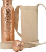 Copper Water Bottle (34oz/1000ml) w/a Carrying Canvas Bag | 100% Pure Copper Bottle for Drinking Water | Lab-Tested, Heavy Duty & Leak-Proof | Authentic Ayurvedic Copper Water Bottle - Image 2