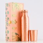 Copper Water Bottle With Glass Set (One) - Ayurvedic Handcrafted Design in Premium Wooden Box - Eco-friendly, BPA-free Heavy Duty leak proof & Lab-tested for daily use, sports & Gifting - Image 2