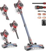 Cordless Stick Vacuum Cleaner - Rechargeable, 35Kpa Powerful Vacuums with Detachable Battery, LED Display, 45Mins Runtime, 8 in 1 Handheld Vacuum for Hardfloor & Carpets Pet Hair, Red - Image 2