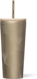 Corkcicle Cold Cup Insulated Tumbler with Straw - Keeps Drinks Cold for 12 Hours - Triple-Insulated Stainless Steel - Leak-Resistant Lid - Summer Drinkware Gift - 24 oz - Champagne Dreams - Image 2