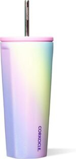 Corkcicle Cold Cup Insulated Tumbler with Straw - Keeps Drinks Cold for 12 Hours - Triple-Insulated Stainless Steel - Leak-Resistant Lid - Summer Drinkware Gift - 24 oz - Rainbow Unicorn - Image 2