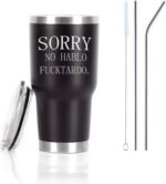 Cosictic Sorry No Hablo Fuctardo Travel Tumbler, 30 Oz Insulated Stainless Steel Tumbler with Lid and Straws, Funny Christmas Birthday Gifts for Cowokers Boss Friends Dad Mom Sister Brother - Image 2