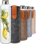 Cosumy Glass Water Bottle 25oz with Felt Sleeve - Borosilicate Glass - Leakproof Lid - BPA Free - Ideal for Work, Travel & Gym (Anthracite) - Image 2