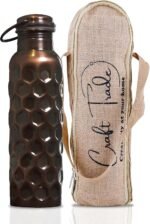 Craft Trade 100% Pure Copper Water Bottle 34 Oz – 1000ml Fitness Bottle for Drinking with Ayurvedic Health Benefits – Handcrafted in Honeycomb Finish - Leak-Proof, BPA-Free, with Jute Carry Case - Image 2
