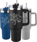 Custom Dad Tumbler with Kids Names, Personalized 40 Oz Tumbler with Handle and Straw, Personalized Birthday Gifts for Dad Husband - Image 2