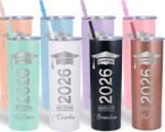 Custom Graduation Tumbler Gifts for Him Her, Personalized Skinny Tumbler with Lid and Straws, Class of 2026 Gifts for Women Men, Graduation Cups Gift for Son Daughter, 20 oz Stainless Steel Tumbler - Image 2