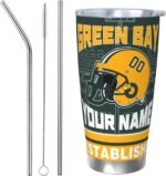 Custom Green Bay Tumbler Gifts for Men Women Fans Personalized Name Number Cup Coffee Mug Travel Tumbler - Image 2