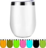 Custom Stainless Steel Wine Tumblers 12 oz Personalized with Photo Text Logo Name for Wine Coffee or Other Hot & Cold Beverages, 1PC, Blank White - Image 2