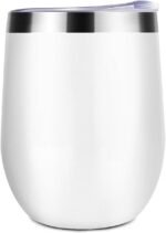 Customize Photo Text Logo Wine Tumblers 12oz Personalized Stainless Steel Travel Mug with Lid Custom Birthday Christmas Gifts for Men Women Husband Wife Friends, WhiteA - Image 2