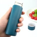 Cute Small Water Bottle, 4.4 Fl. Oz, Blue Powder Coated, Mini Slim Flask for Kids, Portable Skinny Purse Water Bottle, Vacuum Insulated Reusable Leak Proof Stainless Steel Cup - Image 2