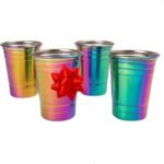 D'Eco Rainbow Stainless Steel Cups - 4 Pack Iridescent 16 oz Tumblers for Kids & Adults- Unbreakable, BPA-Free & Stackable Drinkware for Indoor & Outdoor Use at Family Parties-Xmas Must Have Gift Set - Image 2