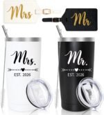 DHQH Personalized Mr and Mrs EST 2026 Gift Stainless Steel Travel Tumbler & Leather Luggage Tag Set - Wedding Gifts for Couples 2026 Perfect Newlywed, Engagemen and Bridal Shower Gifts - Image 2