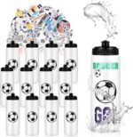 DI QIU REN 12 PCS Soccer Water Bottle Bulk with 300 PCS Stickers, 20 OZ Plastic Reusable Soccer Water Bottles for Boys, Squeeze Water Bottles Sports for Team, Sports Bottles Squeeze for Gym - Image 2
