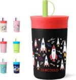 DLOCCOLD 12 oz Insulated Stainless Steel Straw Tumbler, Reusable Sippy Cup With Leak-Proof Spill Resistant Flexible Straw Lid, Cups, Easy to Clean, Water Bottle, Great for Travel, Home - Image 2