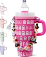 DLOCCOLD 16 oz Stainless Steel Tumbler with Lid and Straw, Double Wall Vacuum Insulated Tumbler with Silicone Straw Topper Cover Cap,Spill Proof Stopper, Handle Strap and Charms - Image 2