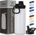 DOMICARE 16 oz Kids Water Bottle for School Stainless Steel Double Wall Vacuum Insulated Water Bottle with Straw lids & Spout Lid, Leakproof BPA Free (White,1) - Image 2