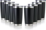 DOMICARE 20oz Stainless Steel Tumbler Bulk with Lid, Double Wall Vacuum Insulated Travel Mug, Powder Coated Coffee Cup, Powder Black, 8 Pack - Image 2