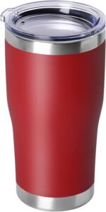 DOMICARE 20oz Tumbler with Lid Stainless Steel Tumblers Bulk, Double Wall Vacuum Insulated Coffee Travel Mug Powder Coated Tumbler, 1 Count (Pack of 1) Red - Image 2