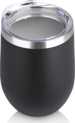 DOMICARE Stainless Steel Wine Tumbler Bulk with Lid, Personalized Insulated Tumblers Set, 12oz Travel Coffee Cups Pack of 1, Black - Image 2