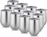 DOMICARE Stainless Steel Wine Tumbler Bulk with Lid, Personalized Insulated Tumblers Set, 12oz Travel Coffee Cups Pack of 12, Stainless steel - Image 2