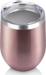 DOMICARE Stainless Steel Wine Tumbler Bulk with Lid, Personalized Rose Gold Insulated Tumblers Set, 12oz Travel Coffee Cups Pack of 1 - Image 2