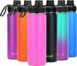 DRINCO Stainless Steel Water Bottle Spout Lid Vacuum Insulated Double Wall Water Bottle Wide Mouth (40oz 32oz 22oz 18oz 14oz) Leak Proof Keep Cold Sport Camping Hiking (22 oz, 22oz Island Pink) - Image 2