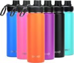 DRINCO Stainless Steel Water Bottle Spout Lid Vacuum Insulated Double Wall Water Bottle Wide Mouth (40oz 32oz 22oz 18oz 14oz) Leak Proof Keep Cold Sport Camping Hiking (22 oz, 22oz Orange) - Image 2