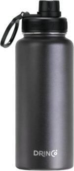 DRINCO Stainless Steel Water Bottle Spout Lid Vacuum Insulated Double Wall Water Bottle Wide Mouth (40oz 32oz 22oz 18oz 14oz) Leak Proof Keep Cold Sport Camping Hiking (32 oz, 32oz Black) - Image 2