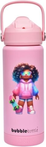 DRNK Bubblebottle |18oz Insulated Stainless Steel Waterbottle with Straw and Wide Mouth | Protective Silicone Base | Leak-Proof Durable Kids Bottle for Sports & School (Neon) - Image 2