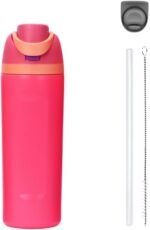 DUTHINGS Insulated Stainless Steel Water Bottle with Straw, 24 oz, Reusable Sports and Travel Bottle for School, Kids, and Outdoors - Leakproof and BPA-Free (FUCHSIA) - Image 2