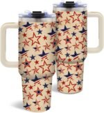 DUUV Birthday Gifts for Women Men, Patriotic Coffee Mug, Retro American Star 40 Oz Tumbler with Handle and Straw for Gym Office Travel, Stainless Stainless Steel Cup for Christmas Thanksgiving, 1PCS - Image 2