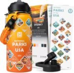 DYSANKY National Parks Water Bottle – 32 oz Insulated Stainless Steel Water Jug with 63 Hand-Drawn Park Stickers, Outdoor Accessories & Gift Box – BPA-Free – Ideal for Hiking, Camping & Travel - Image 2