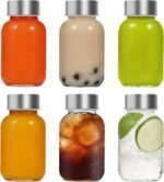 Danmu Glass Juice Bottles with Lids 5oz,Juicing Bottles Reusable Glass 100% Leakproof for Juicing,Ginger Shot,Wellness Shot,Water,Kombucha,Milk,Milkshake,Coffee 6 Pack,Dishwasher Safe - Image 2
