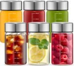 Danmu Glass Juice Bottles with Lids 8oz,Juicing Bottles Reusable Glass 100% Leakproof for Juicing,Water,Kombucha,Milk,Milkshake,Coffee,Borosilicate Glass,6 Pack,Dishwasher Safe,Microwave Safe - Image 2