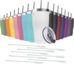 Deitybless 16 Pack 20oz Stainless Steel Tumblers Bulk Reusable Travel Mugs with Lid, Double Wall Powder Coated Coffe Cup for Home, Office, Outdoor Suitable for Vehicle Cup Holders - Image 2