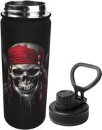 Dewoofly Funny Skull Skeleton 18 OZ Insulated Stainless Steel Sports Water Bottles with Lid, Halloween Unisex Flask Insulated Water Cup for Outdoor Sports Fitness Hiking Gym - Image 2