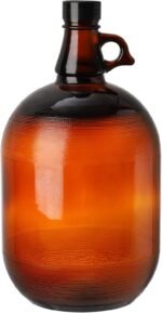 Dicunoy 1 Gallon Glass Jugs, Amber Fermenting Bottle with Seal Lid, 128oz Watter Bottle with Handle for Kombucha, Beer, Juice, Milk, Limoncello, Home Decoration, Change Jar, Farmhouse Flower Vase - Image 2