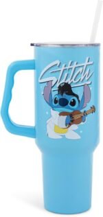 Disney Lilo & Stitch Elvis Stitch Stainless Steel Travel Tumbler With Handle, Leak-Resistant Lid, and Reusable Straw | Holds 40 Ounces - Image 2