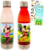 Disney Mickey & Minnie Mouse Stainless Steel Water Bottle Set - Bundle of 2 Reusable Sports Tumblers Plus More School Supplies for Kids - Image 2