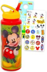 Disney Mickey Mouse Reusable Water Bottle Set - Bundle with Plastic 30oz Water Bottle Twist Top with Straw for Home, School, Sports, Plus Sticker, More Sport Container - Image 2