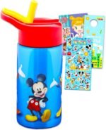 Disney Mickey Mouse Stainless Steel Water Bottle for Boys - 14 Oz Reusable Water Canteen for Home, School, Plus Stickers, More | Mickey Water Bottle - Image 2