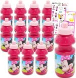 Disney Minnie Mouse Kids 11 Oz Reusable Water Bottles - Minnie Party Favor 12 Piece Bundle with 11 Oz Bottle with Pull Top Lid Plus Stickers for Girls | Bulk Minnie Water Bottles - Image 2
